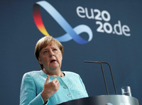 Bundeskanzlerin Angela Merkel betonte nach dem Gipfelgespräch, die EU erkenne die Wahl in Belarus nicht an. Foto: Michael Sohn/Reuters