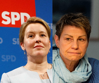 Linke Frauen: Giffey (l.) und Breitenbach. Foto: promo