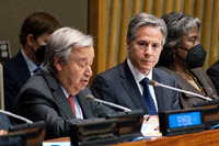 UN-Generalsekretär Antonio Guterres (l. ) und US-Außenminister Antony Blinken in New York Foto: REUTERS/Eduardo Munoz