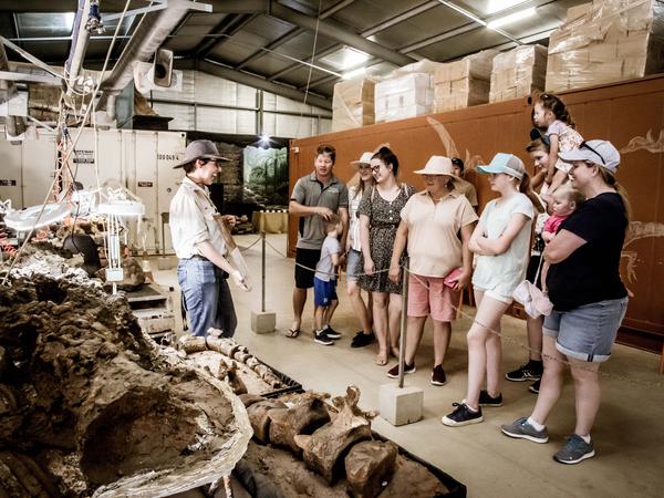 60.000 Besucher hat das Dinosauriermuseum in Winton im vergangenen Jahr gezählt, hier eine Gruppe im Fossilienlabor.