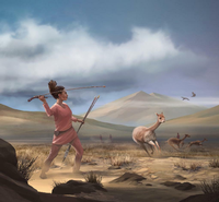 Jagdszene vor 9000 Jahren: Auch Frauen könnten sich an der Jagd auf Vicuñas beteiligt haben. Illustration: Matthew Verdolivo (UC Davis IET Academic Technology Services)