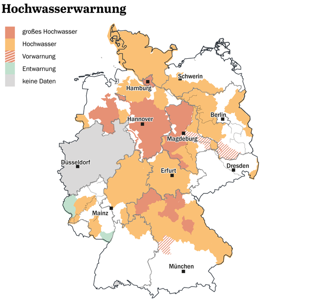 Hochwasserwarnungen für Deutschland