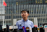 Joshua Wong bei einer Pressekonferenz Ende Oktober. Foto: Vincent Yu/AP/dpa