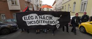 Antifaschistische Demo gegen den „Tag der Ehre“ in Budapest.