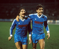 Lothar Woelk (li.) und Florian Gothe im Jahr 1984. Foto: Imago/Kicker/Liedel