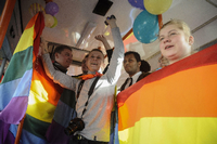 Pride-Protest in einer Minsker Tram 2012. Foto: Imago