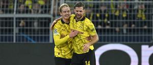 Zufriedene Torschützen: Julian Brandt (l.) und Niclas Füllkrug erzielten die beiden Dortmunder Treffer.