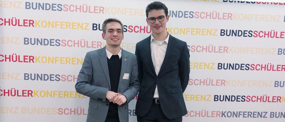 Aimo Görne (links) ist Vorsitzender des Landesschülerausschusses Berlin, Florian Fabricius ist Generalsekretär der Bundesschülerkonferenz. 