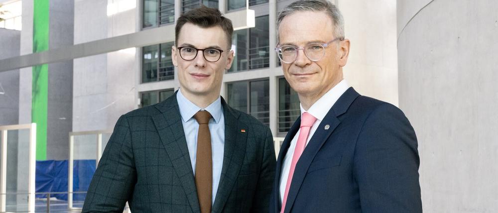 Kai Whittaker (l.) und Markus Reichel, Bundestagsabgeordnete der Unionsfraktion.