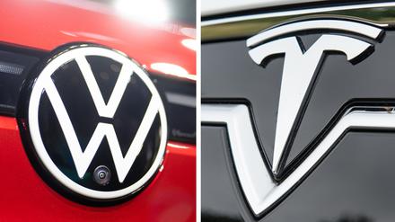 VW und Tesla liefern sich einen Wettlauf um die meisten E-Auto-Zulassungen in Deutschland.