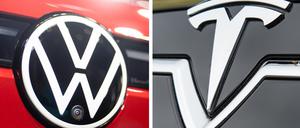 VW und Tesla liefern sich einen Wettlauf um die meisten E-Auto-Zulassungen in Deutschland.