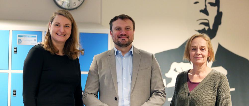 Isabelle Vandre (Linke), Daniel Keller (SPD) und Petra Budke (Grüne).