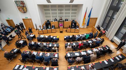 Der Plenarsaal des saarländischen Landtags