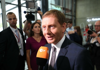 Sachsen, Dresden: Michael Kretschmer, Ministerpräsident von Sachsen im Interview mit dem ZDF bei der Landtagswahl in Sachsen. Foto: Jan Woitas/dpa