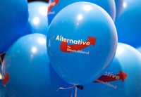 Luftballons mit dem Logo der AfD. Foto: picture alliance/dpa/dpa-Zentralbild