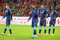 Zwischen Frustration und Ratlosigkeit. Die Spieler von Hertha BSC bei der Niederlage in Mainz. Foto: imago images/Fotostand