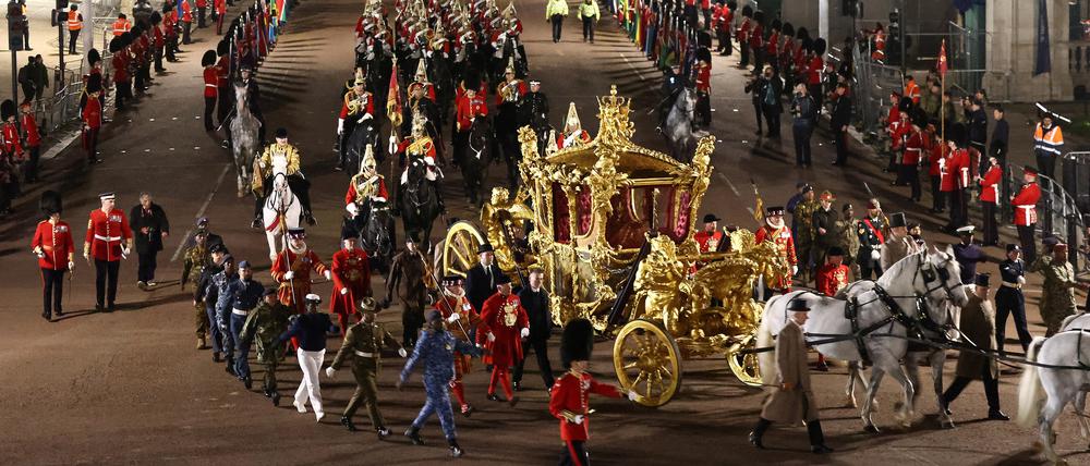 Die Generalprobe für die Krönungszeremonie von Großbritanniens König Charles und seiner Frau Camilla.