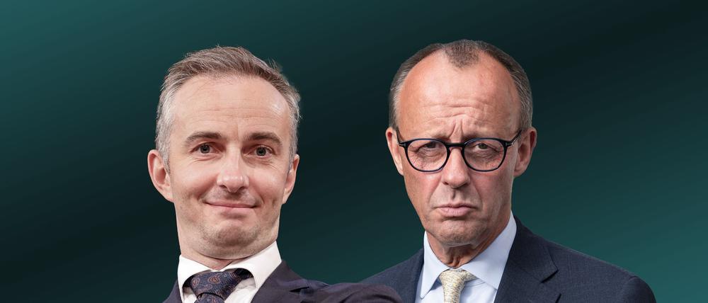 Der Satiriker und sein Wirtschaftsolm: Jan Böhmermann und Friedrich Merz 