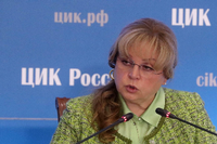 Ella Pamfilowa, Chefin der zentralen Wahlkommission, will von Wahlfälschungen nichts wissen. Foto: Sergei Fadeichev/imago images