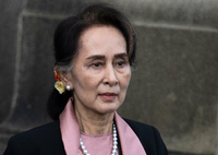 Myanmars entmachtete Regierungschefin Aung San Suu Kyi Foto: Peter Dejong/AP/dpa