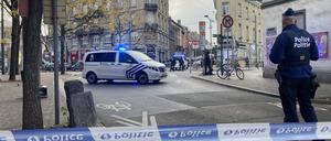 Polizeisperre in Brüssel nach den tödlichen Schüssen auf zwei Schweden. 