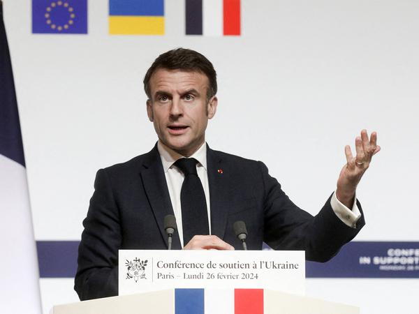 Emmanuel Macron bei der Pariser Ukraine-Konferenz. 