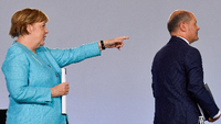 Angela Merkel bei der Präsentation des Konjunkturpakets. Foto: John Macdougall/Pool via REUTERS