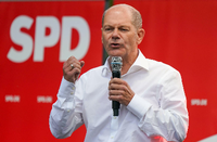 SPD-Kanzlerkandidat Olaf Scholz – hier beim Wahlkampf in Sachsen. Foto: Imago Images/Peter Endig
