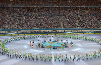 Choreo auf dem Rasen? Nicht ganz, nur die Eröffnungsfeier vor dem Finale. Foto: AFP