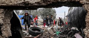 Zerstörtes Gelände in Rafah im südlichen Gazastreifen.
