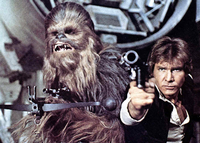 Sind auch in der neuen Episode mit von der Partie, allerdings im fortgeschrittenen Alter: Chewbacca und Han Solo imago/United Archives