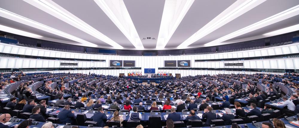 EU-Parlamentarier nehmen an einer Plenarsitzung teil.