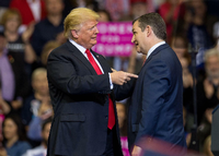 Einst schimpfte Donald Trump Ted Cruz (rechts) einen Lügner, jetzt unterstützt er den früheren Rivalen im Wahlkampf in Houston. Foto: Trusk Smith/ imago/UPI Photo