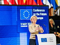 EU-Kommissionspräsidentin Ursula Von der Leyen während einer Rede in Straßburg. Foto: IMAGO/CTK Photo