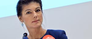 Sahra Wagenknecht (BSW) stellt in Erfurt eine Kampagne ihrer neuen Partei „Bündnis Sahra Wagenknecht“ für die Landtagswahl am 1. September in Thüringen vor (Archivbild vom 23.02.2024).