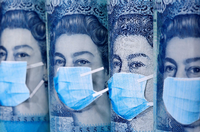 Ob Queen Elizabeth auch Maske trägt? Auf diesen Geldscheinen schon. Foto: REUTERS/Dado Ruvic/Illustration