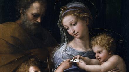 Seine Urheberschaft ist seit Jahrzehnten umstritten: Das Gemälde Madonna della Rosa, das die Heilige Familie samt Johannes dem Täufer zeigt und im Prado-Museum in Madrid hängt. 