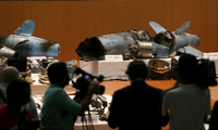 Saudi-Arabien zeigte präsentiert die Überreste der Drohnen auf einer Pressekonferenz in Riad. Foto: Hamad I Mohammed/REUTERS