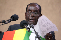 Auch mit 92 Jahren denkt Simbabwes Präsident Robert Mugabe nicht ans Aufhören. Foto: Aaron Ufumeli/dpa