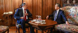 Chinas Chefdiplomat Wang Yi, russischer Außenminister Sergej Lawrow am Mittwoch in Moskau. 