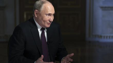 Der russische Präsident Wladimir Putin am 12. März in Moskau während eines Interviews.