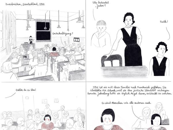 Ein Ausschnitt aus Nathalie Franks Beitrag zu „Wie geht es dir? Zeichner:innen gegen Antisemitismus, Hass und Rassismus“.