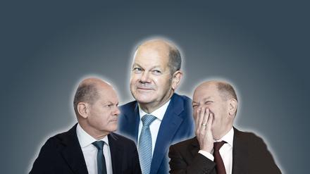 Verschiedene Gesichter von Bundeskanzler Olaf Scholz (SPD).