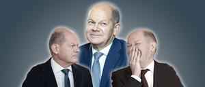 Verschiedene Gesichter von Bundeskanzler Olaf Scholz (SPD).