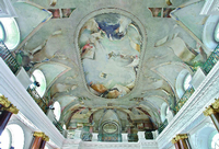 Zwei Jahre malte Peter Schubert an dem 450 Quadratmeter großen Deckenbild im Schloss Charlottenburg. Foto: Uwe Hameyer
