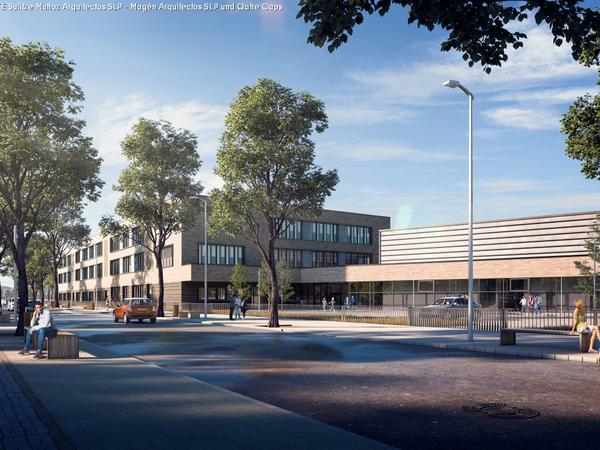 Hier die Simulation der neuen Grundschule an der Goltzstraße.