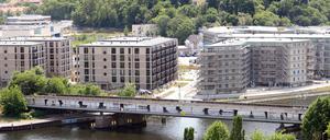Neubauten in der Speicherstadt in Potsdam: Ds Projekt VUE befindet sich auf der rechten Bildseite.