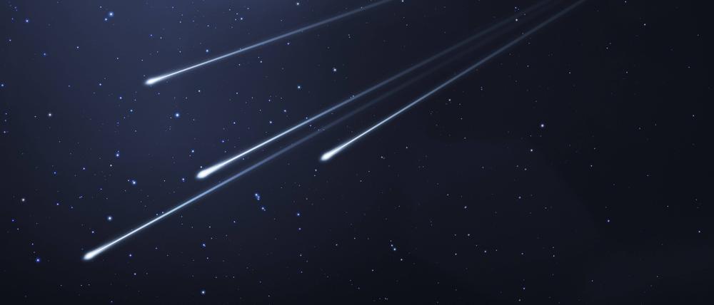 Sternschnuppen am Nachthimmel. (Computergrafik)