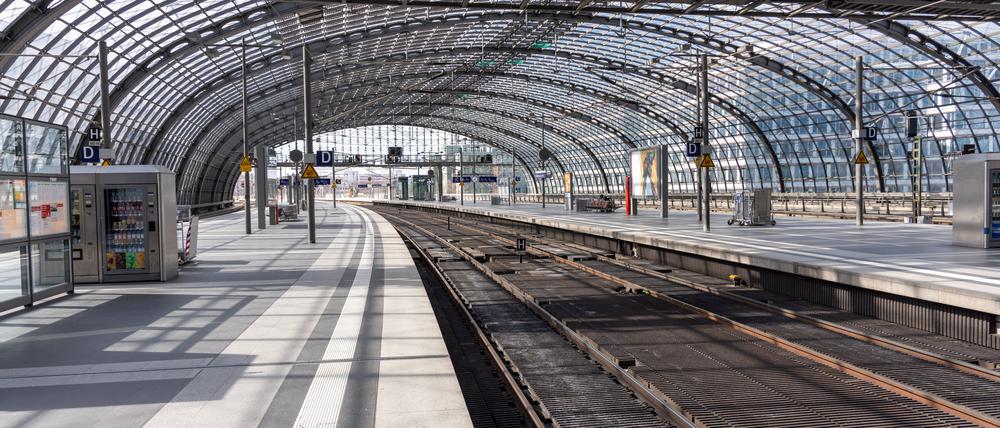 Menschenleer: Der Berliner Hauptbahnhof während des Bahn-Streiks im März.