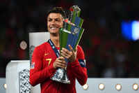 Portugals Stürmer Cristiano Ronaldo mit verzerrtem Gesicht. Foto: AFP/Adrian Dennis